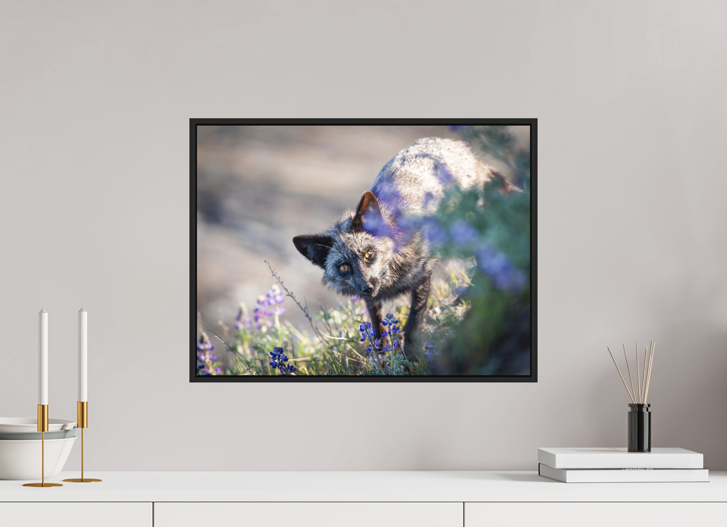 20 x 15″, Metal Print With Frame Sneaky Fox