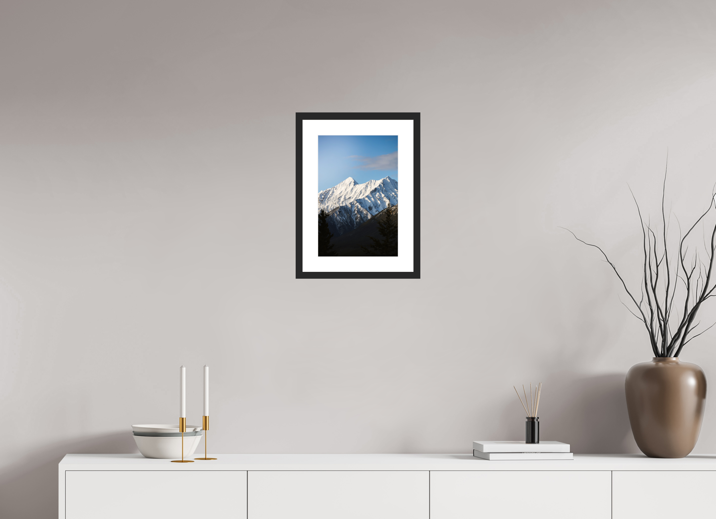 10 x 15″, Photo Print With Frame Snowy Mountain